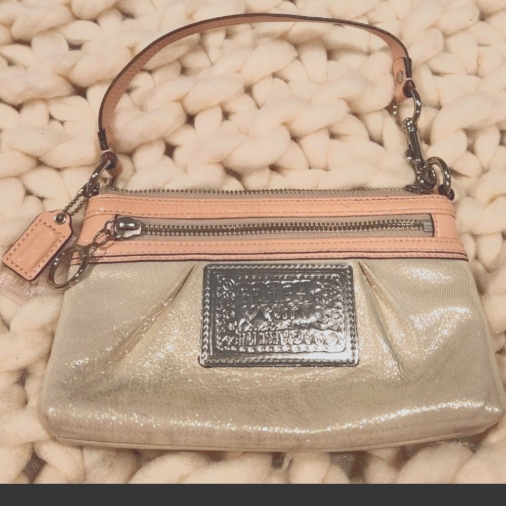 Coach Poppy Shimmer Shoulder Bag Wristlet